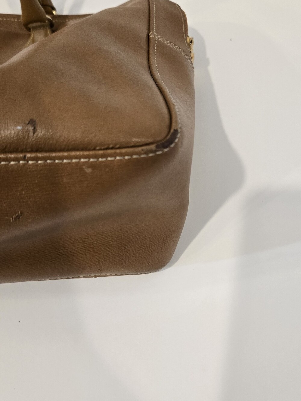 Longchamp Brown Leather Handbag Tote Purse Shoulder Bag Gold hardware - Picture 9 of 9